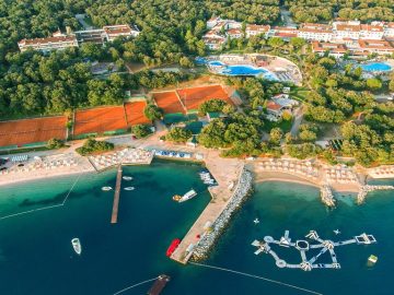 An aerial view of Valamar Tamaris Resort, Istria, Porec, 52465, Croatia, hotel.