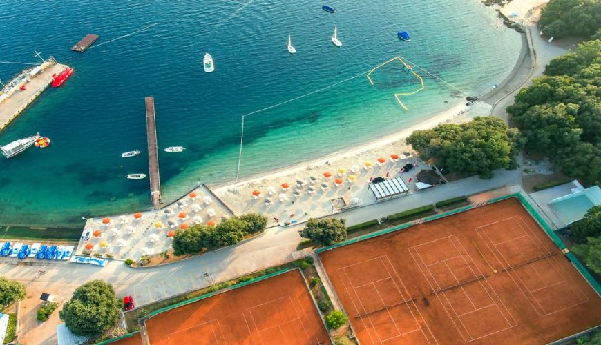 An aerial view of Valamar Tamaris Resort, Istria, Porec, 52465, Croatia, hotel.