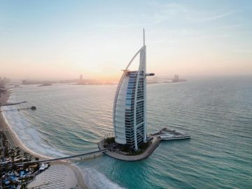 A beautiful picture of Burj Al Arab Jumeirah, Dubai, United Arab Emirates, hotel.