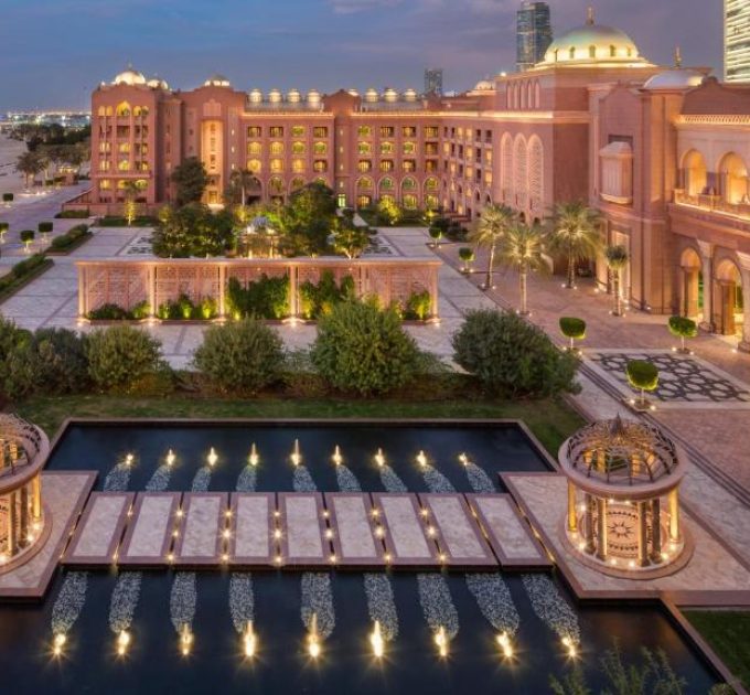 A beautiful picture of Emirates Palace, Abu Dhabi, United Arab Emirates, hotel.